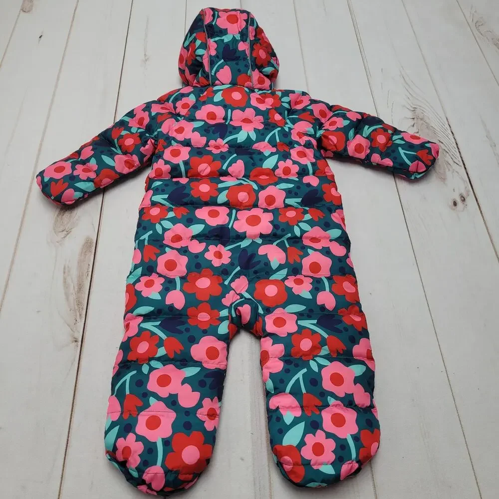 Hanna Andersson rosey posey everglade floral snowsuit bunting one piece 80 CM